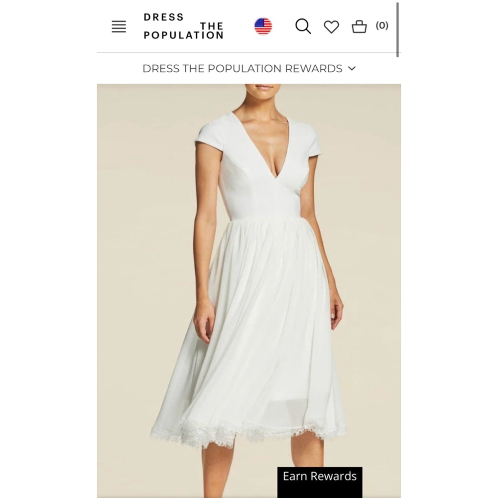 Dress the Population White Midi Dress